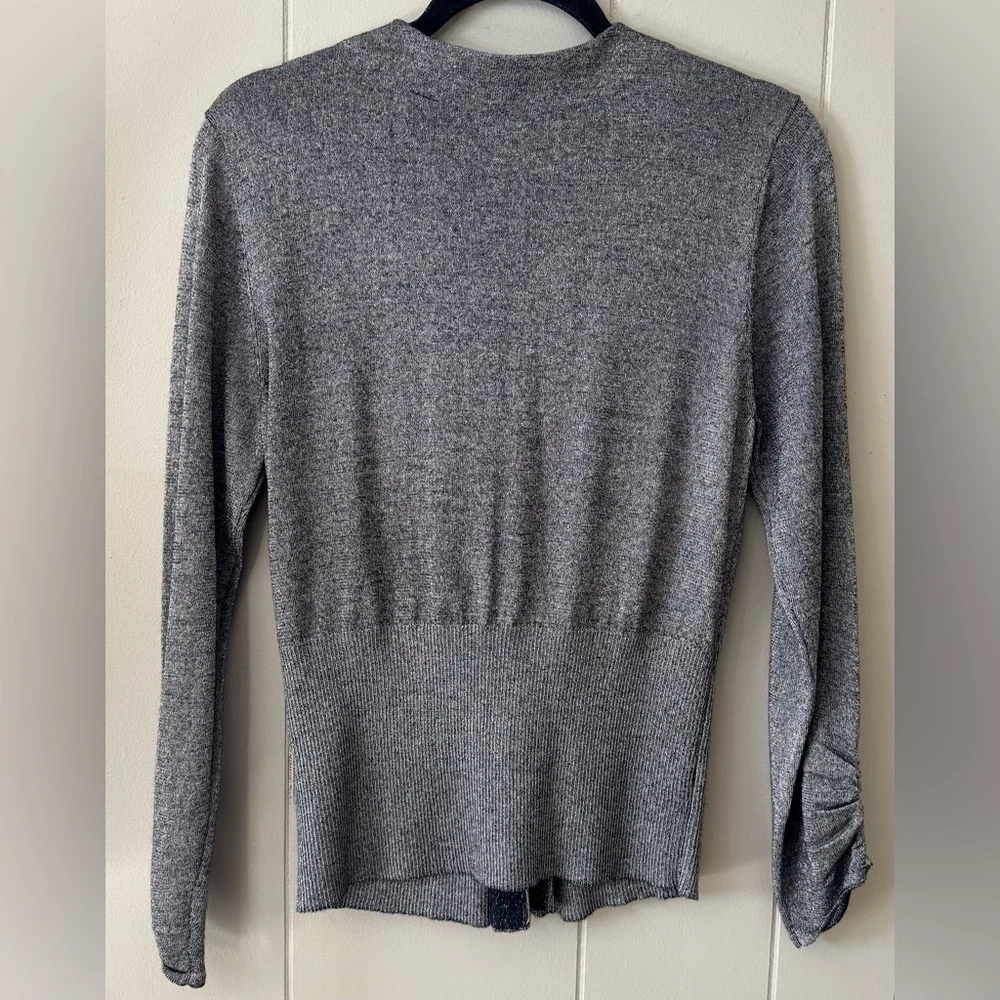 Nic & Zoe Metallic Stretch  One Button Cardigan Sweater Womens Size Large